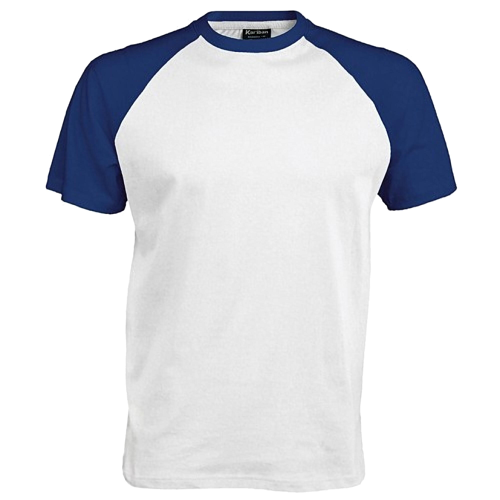 Mens Short Sleeve Baseball TShirt (White/Royal) 2/2