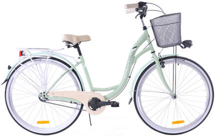 Rower miejski 28 Fuzlu Arizona S3 miętowy z metalowym koszem