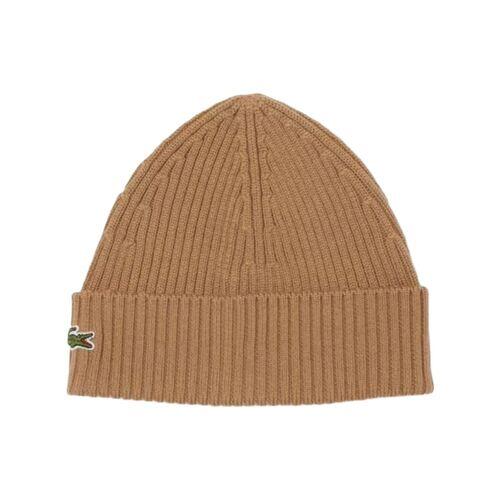 Gorro Beige Vigoré Lacoste de Punto de Canalé Datte 3/4