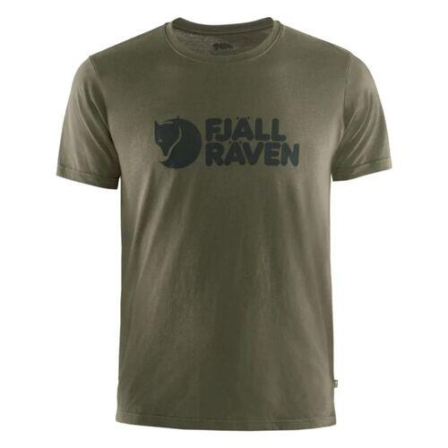 Camiseta Verde Fjallraven Logo Dark Olive Práctica y Duradera 4/4