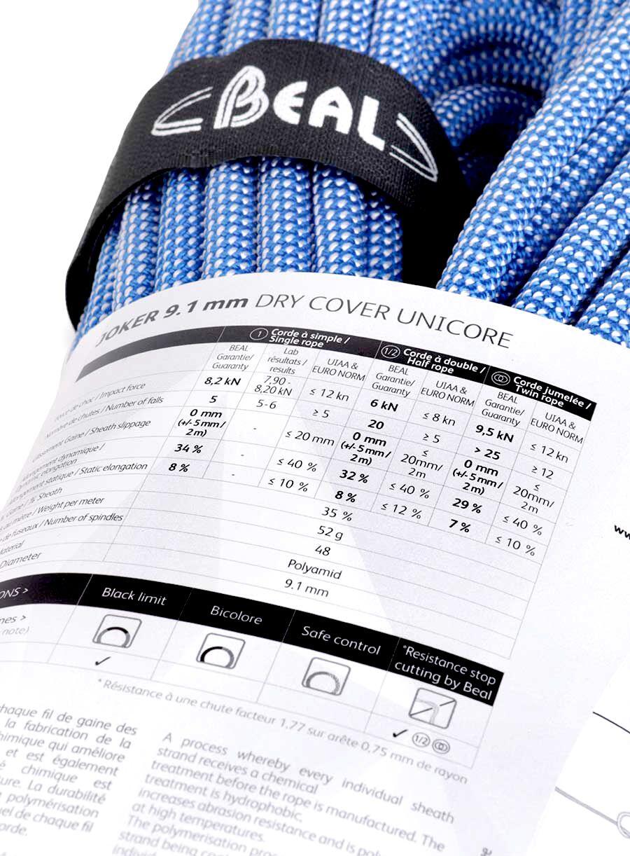 Lina wspinaczkowa Beal Joker Soft 9,1 mm 60m Unicore Dry Cover - blue 2/4