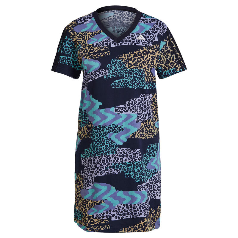 FARM Rio 3-Stripes Print Katoenen V-Hals Jurk