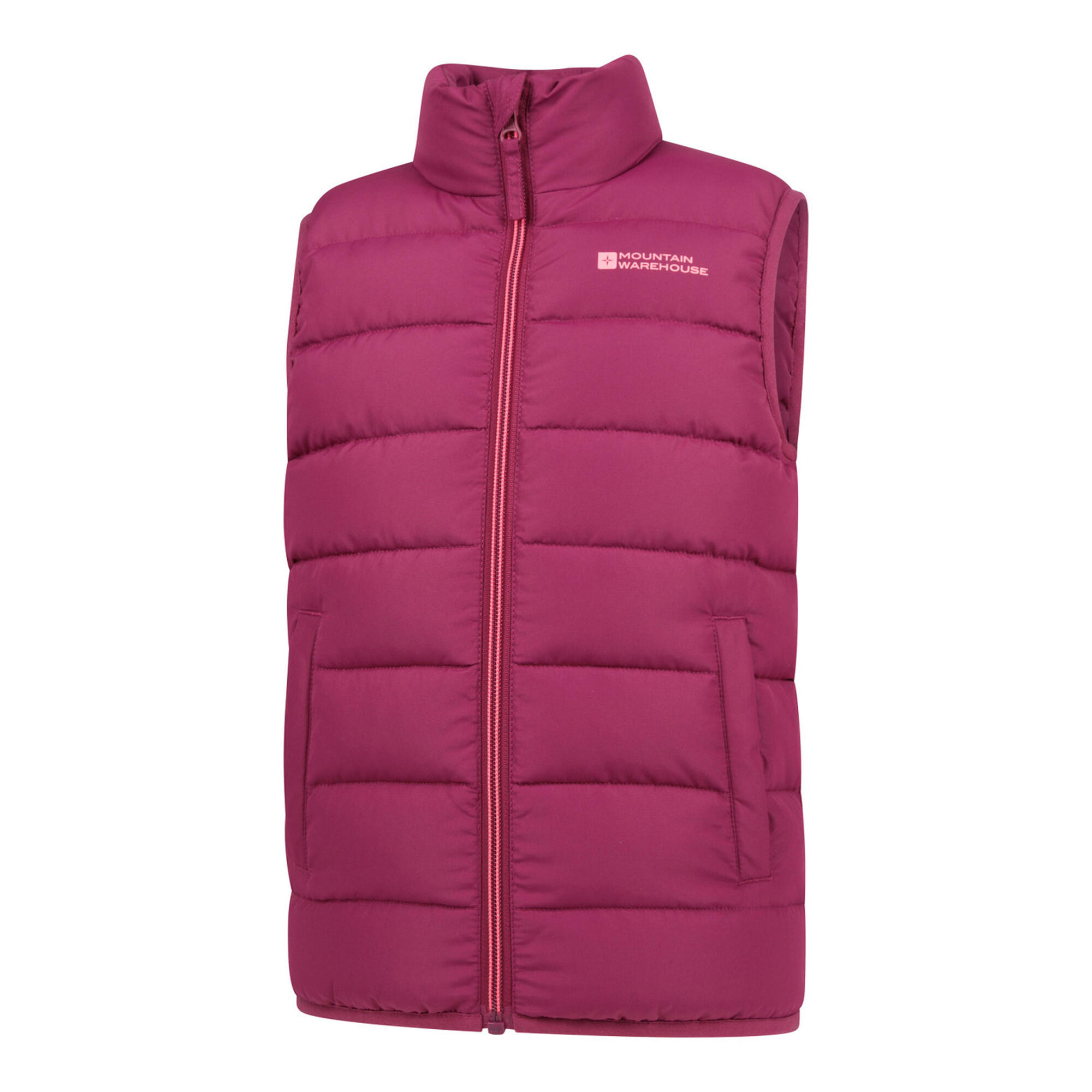 Childrens/Kids Rocko Plain Padded Gilet (Berry) 3/4