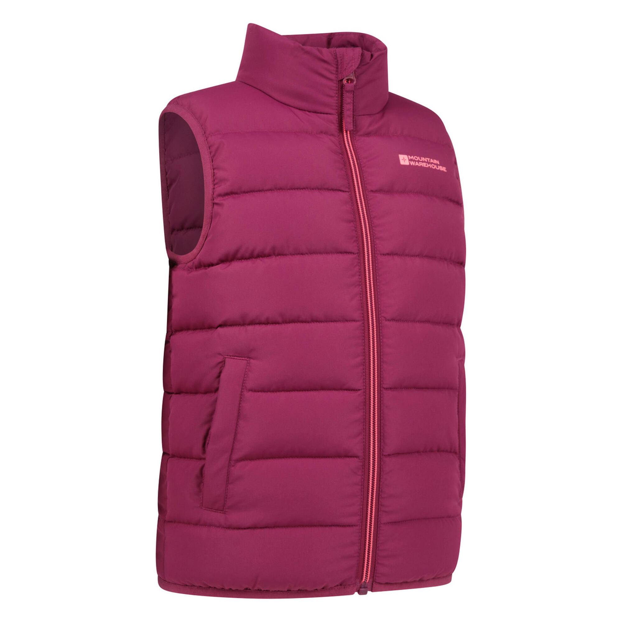 Childrens/Kids Rocko Plain Padded Gilet (Berry) 4/4