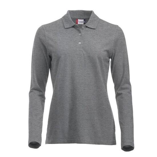 Classic Marion" Poloshirt für Langärmlig Damen Grau meliert