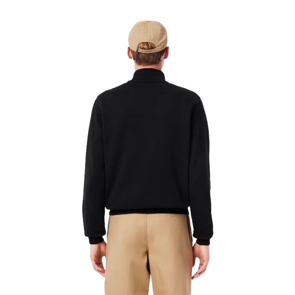 Sudadera Negra Lacoste de Felpa de Algodón con Media Cremallera de Corte Clásico 3/5