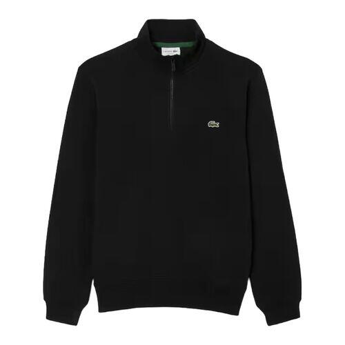 Sudadera Negra Lacoste de Felpa de Algodón con Media Cremallera de Corte Clásico 5/5