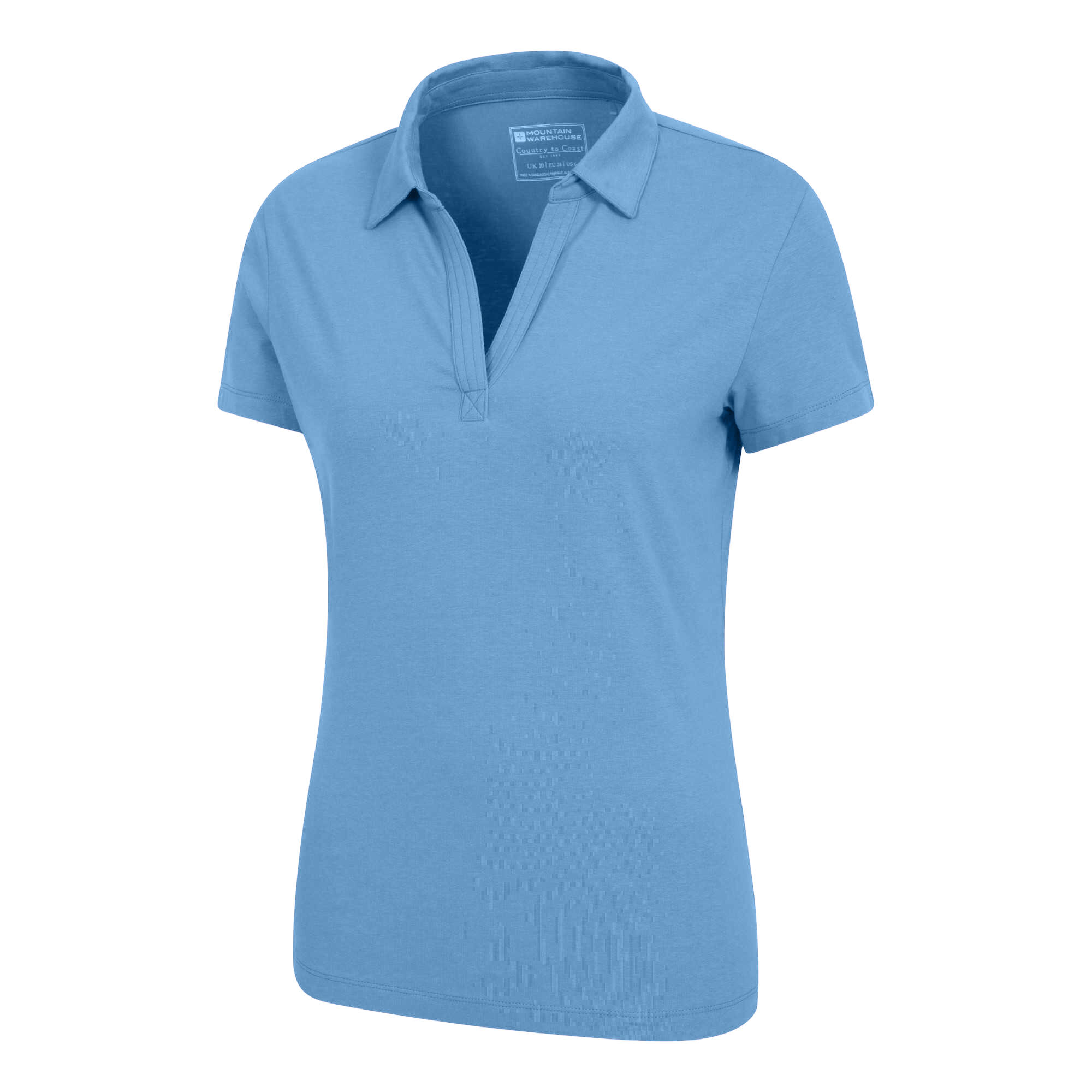 Womens/Ladies UV Protection Polo Shirt (Bright Blue) 3/4