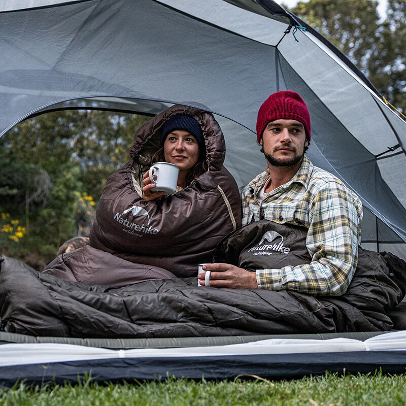 Naturehike Slaapzak met capuchon, dekenslaapzak voor camping, licht en comfortabel, ideaal voor outdoor-avonturen en reizen (donkergroen en bruin/rechts (8,5-4 °C Naturehike Slaapzak met capuchon, dekenslaapzak voor camping, licht en comfortabel, ideaal voor outdoor-avonturen en reizen (donkergroen en bruin/rechts (8,5-4 °C