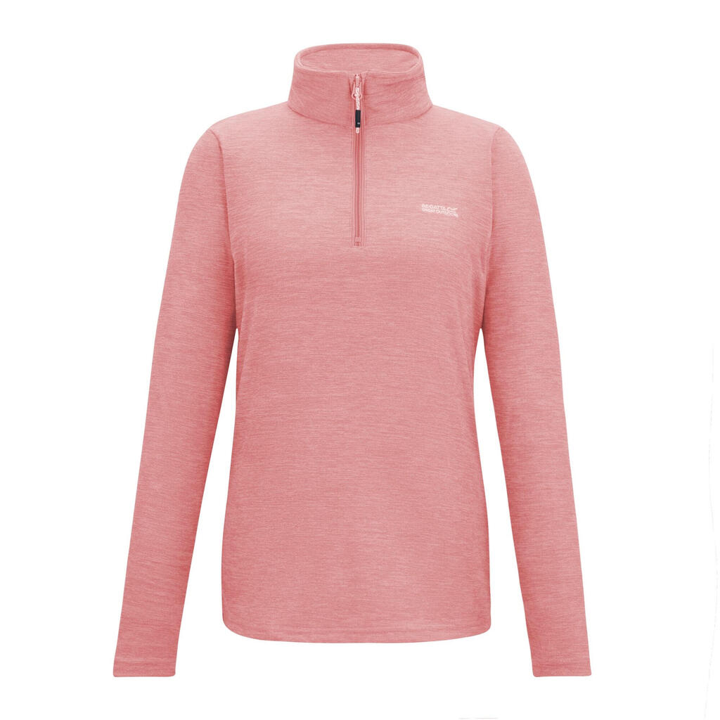 Womens/Ladies Sweetheart Quarter Zip Fleece Top (Peach Pink)