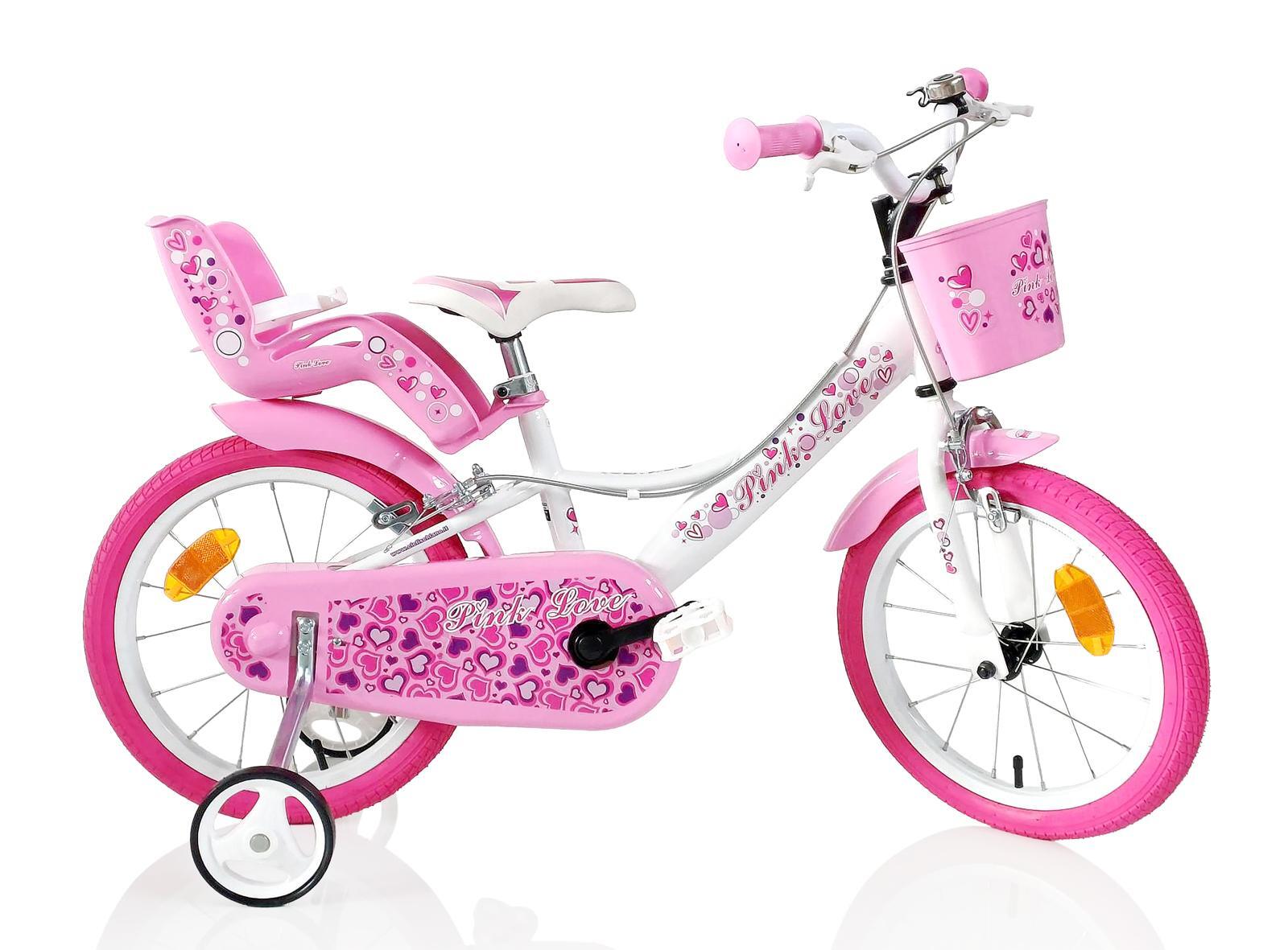 Bicicletă pentru fete SCH Pink Love 16” cu accesorii