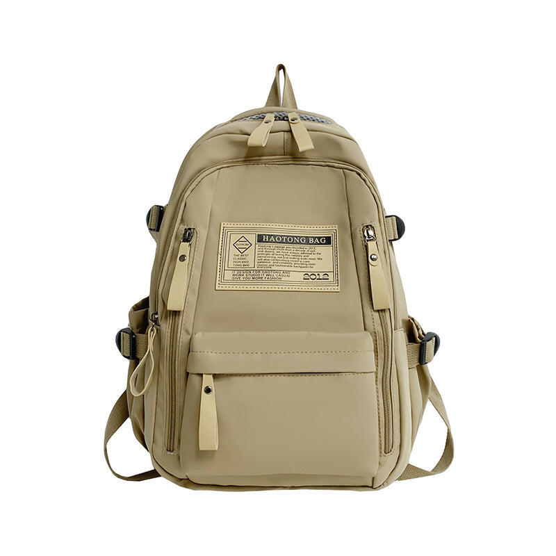 Khaki Stylish and Simple Backpack for High School and College Students