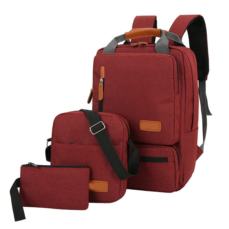 3-Piece Red Travel Backpack Set