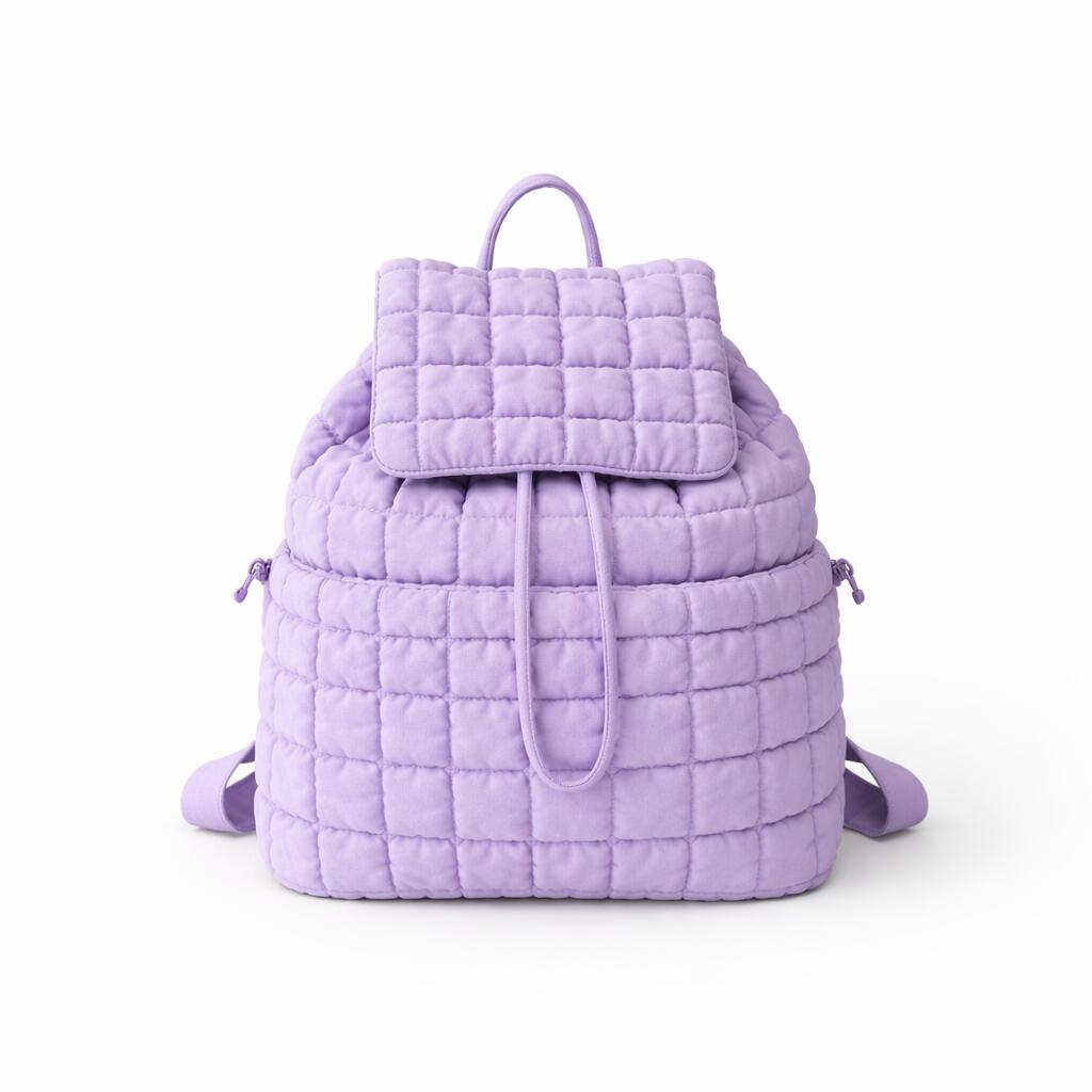 Nylon Backpack with Adjustable Straps - Purple