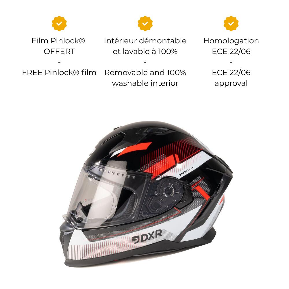 MOTOBLOUZ Casque Intégral EROS VOX Black/White/Red | ECE 22.06 3/7