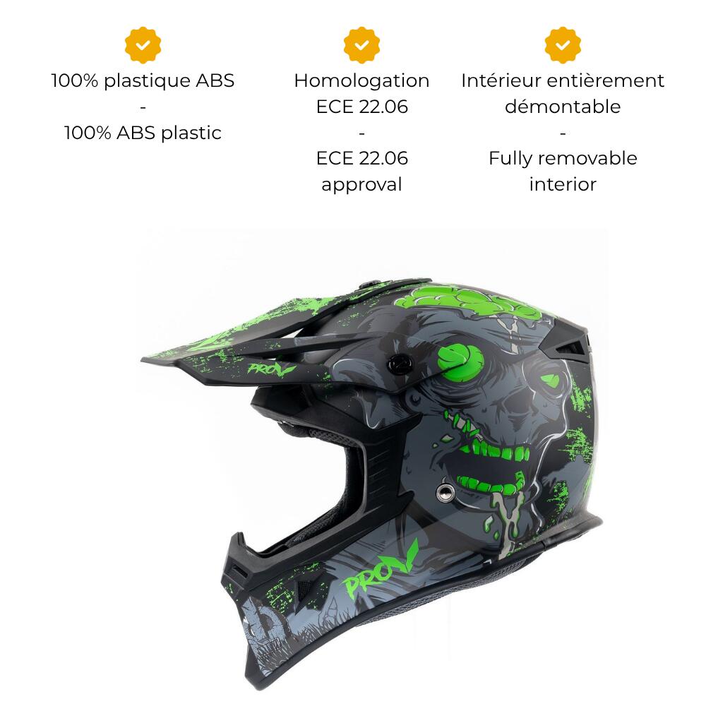 MOTOBLOUZ Casque Cross SKUD NEGAN Green/Black pour Scooter Vélo Trottinette 3/7