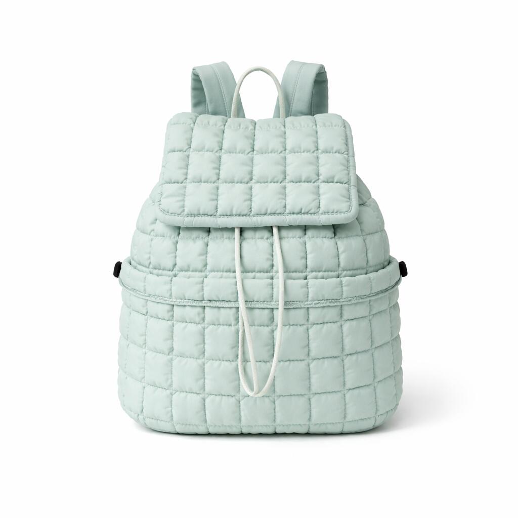 Nylon Backpack with Adjustable Straps - Pine Green