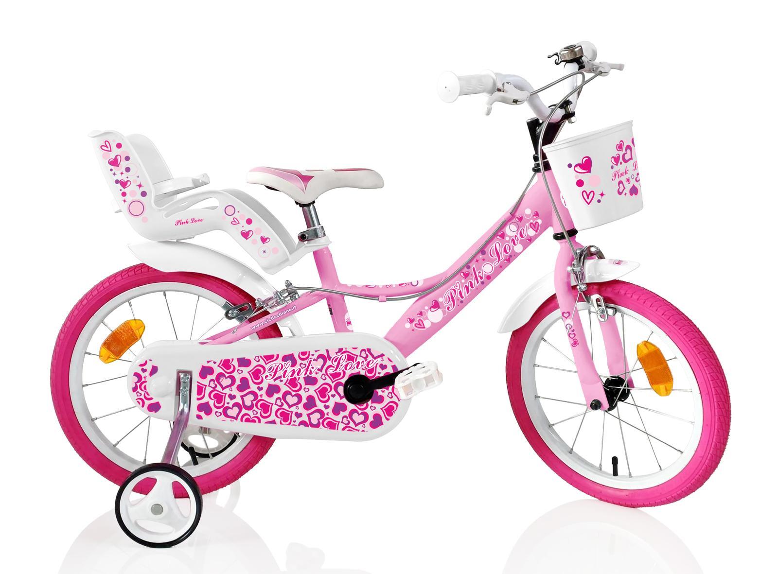 Bicicletă pentru fete SCH Pink Love 16” cu accesorii