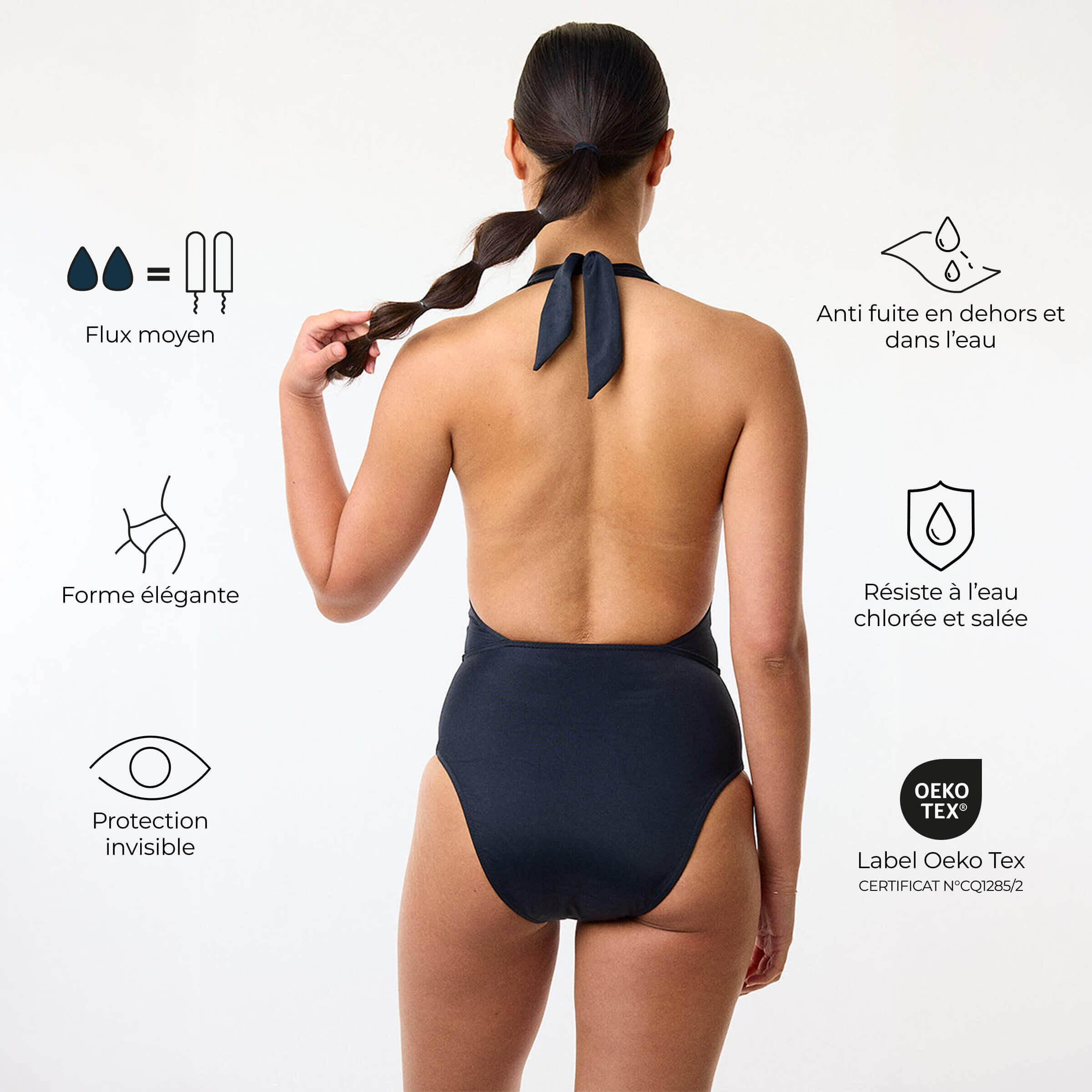 Maillot de bain 1P menstruel - Flux moyen 2/7