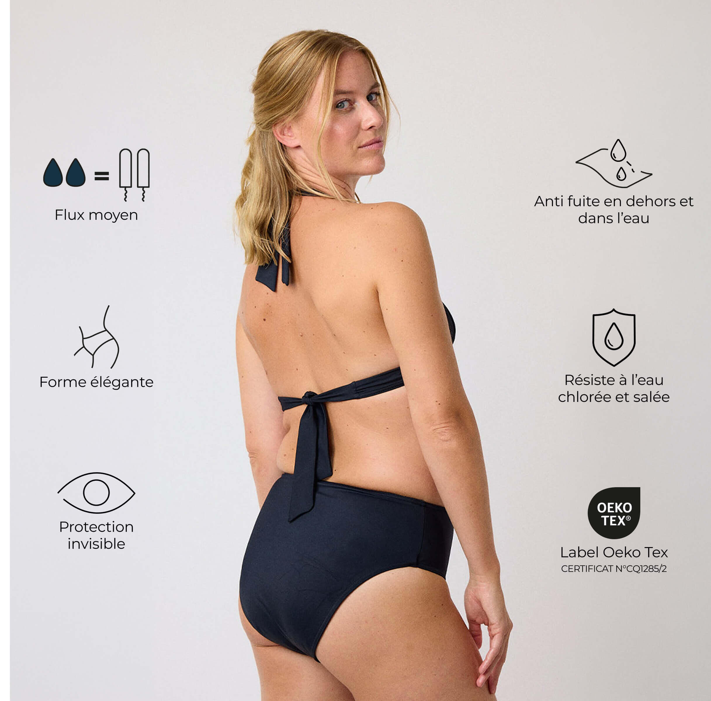 Culotte de Bain Menstruel Océanides pour Femme - Flux Moyen 2/8