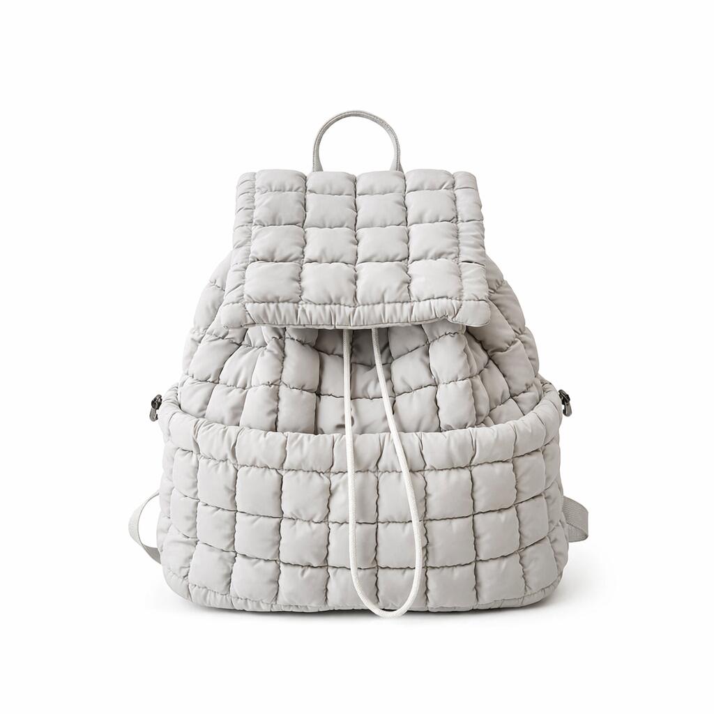 Nylon Backpack with Adjustable Straps - Khaki