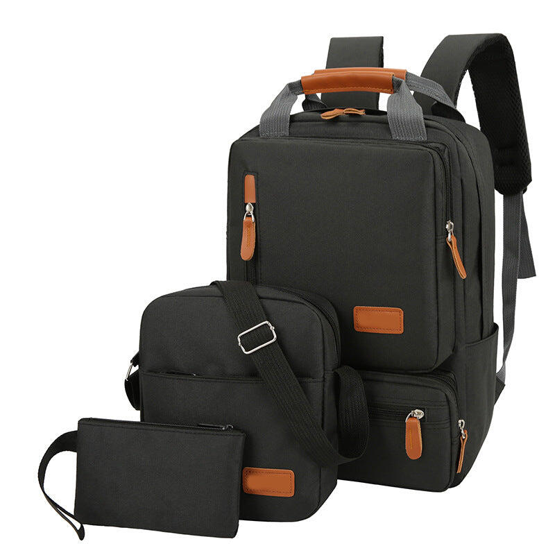 3-Piece  Black Travel Backpack Set