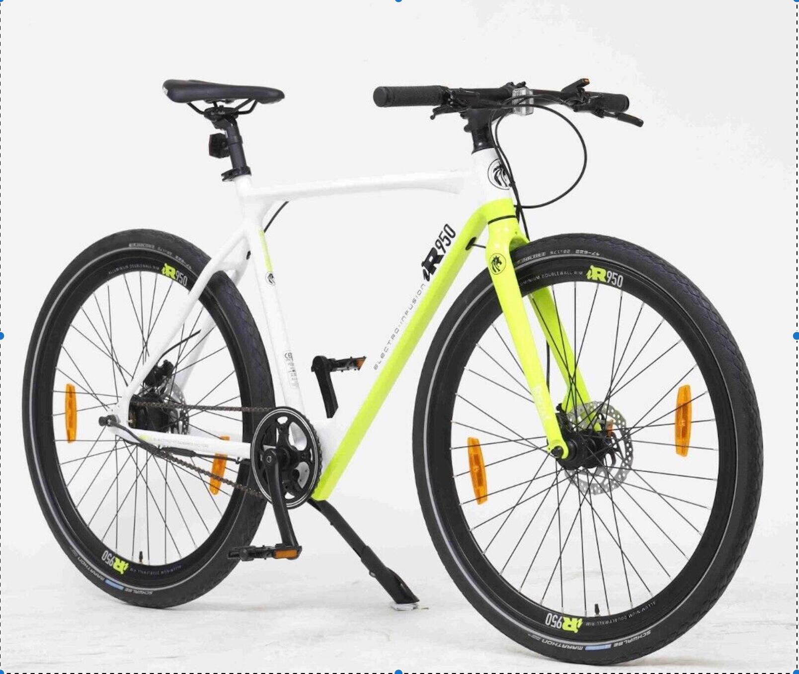 Alloy700C Light Grey/Apple Green Single Speed Electric Bike iR950