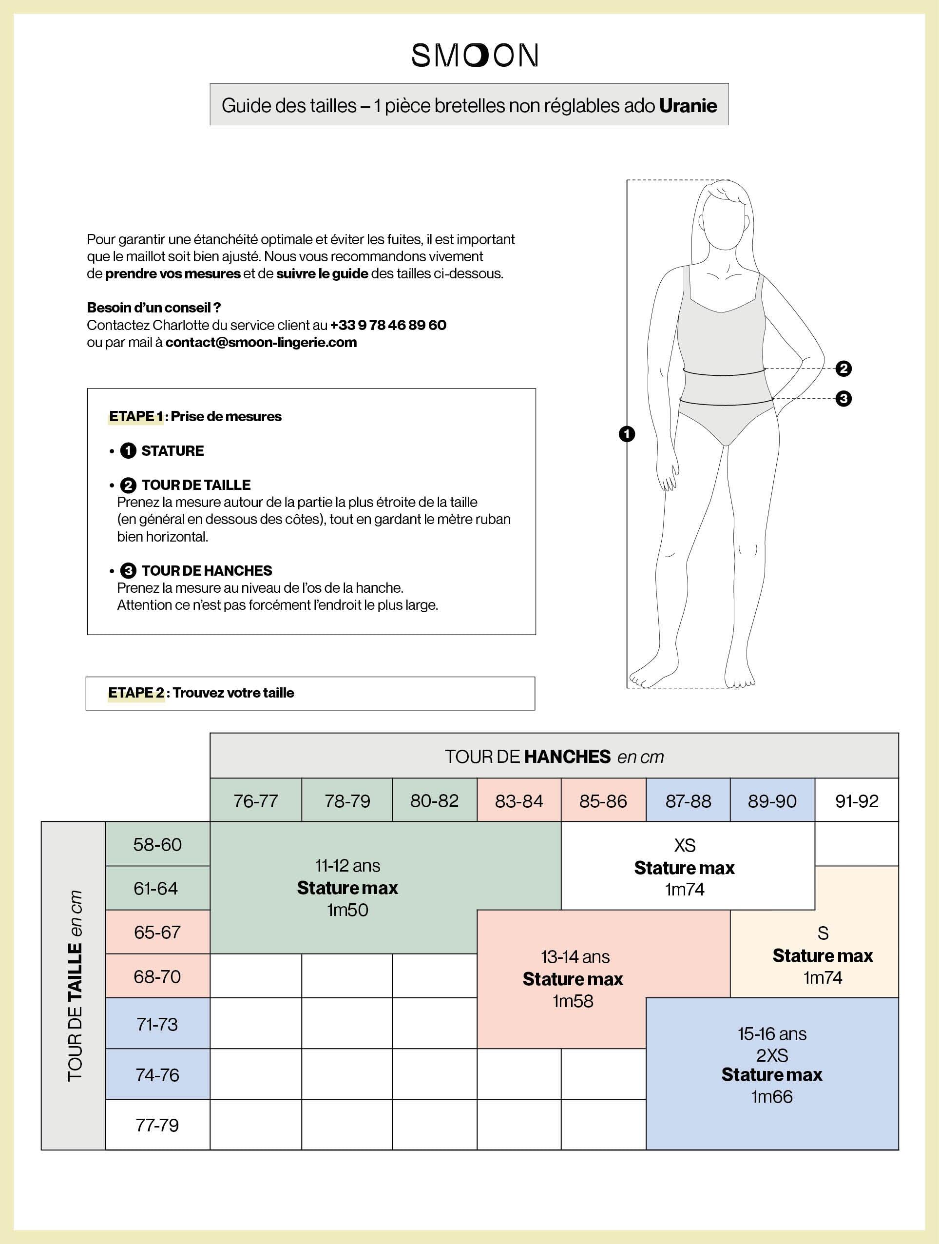 Maillot de bain menstruel étanche 1 pièce Ado - Flux moyen - SMOON Uranie 6/7