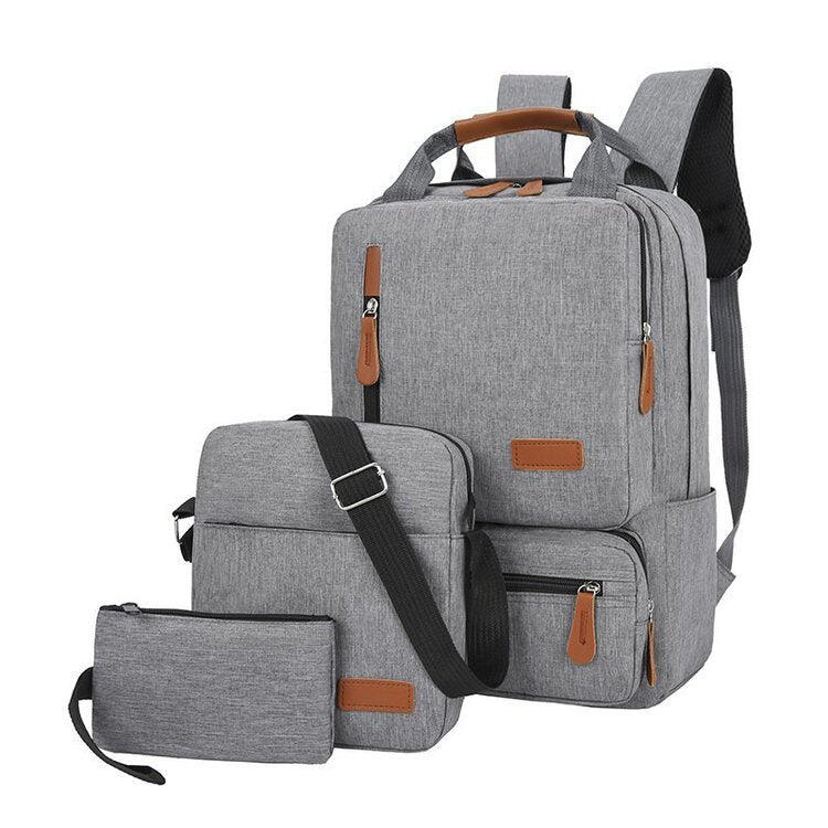 3-Piece  Gray Travel Backpack Set