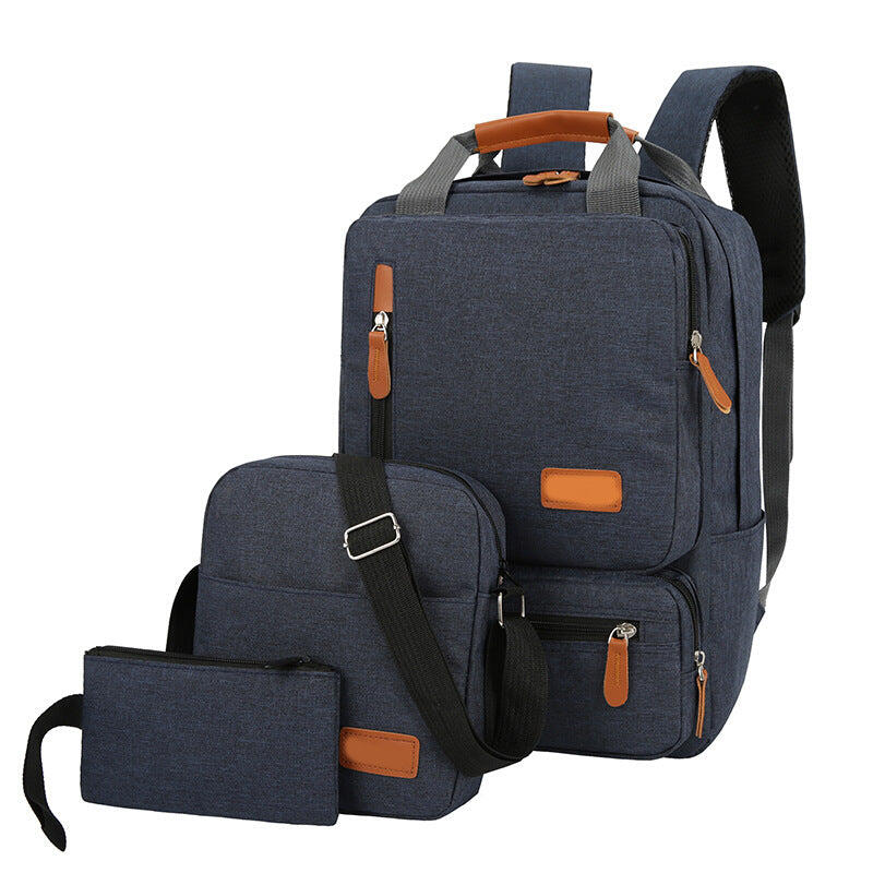 3-Piece  Blue Travel Backpack Set