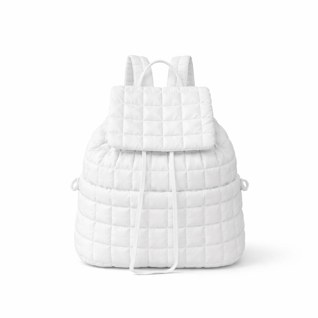 Nylon Backpack with Adjustable Straps - White