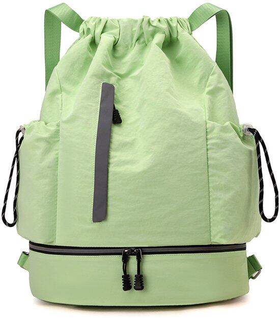 Drawstring Backpack With Shoe Compartment - Vegetable