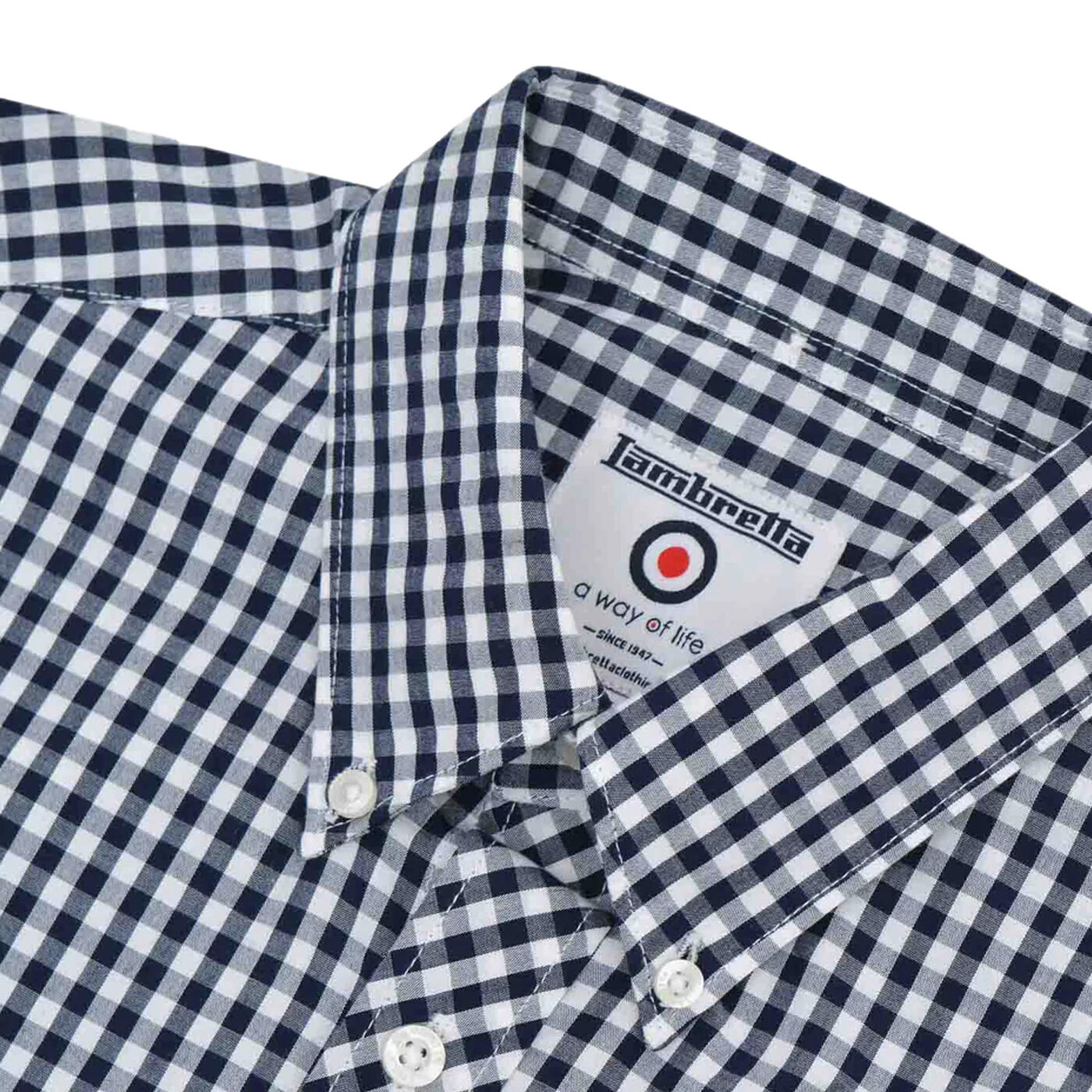 Mens SS25 Gingham Shirt (Navy/White) 3/3