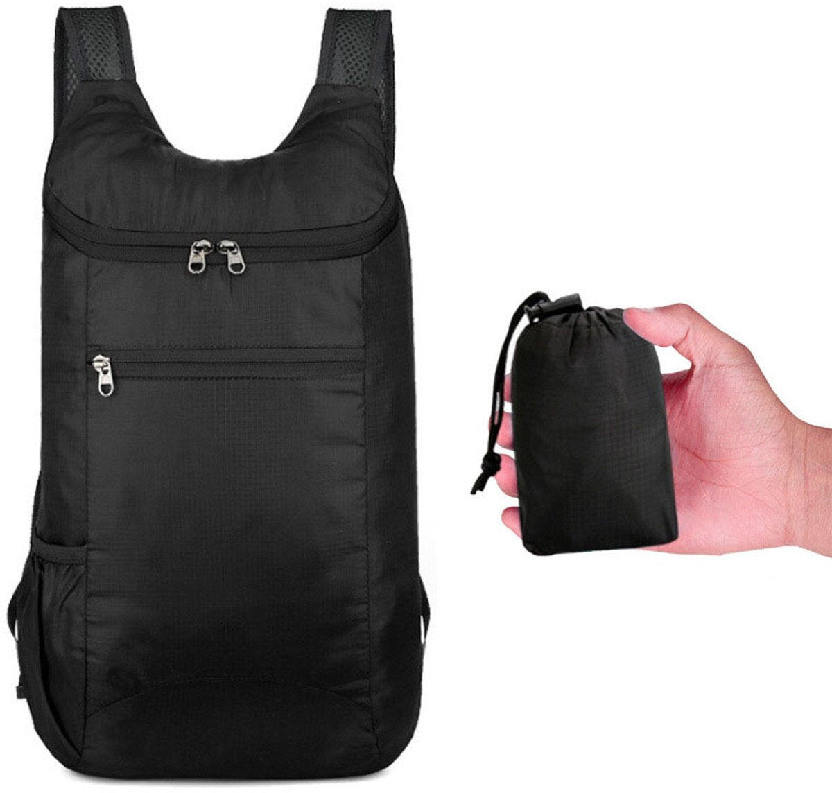 Foldable Hiking Backpack Lightweight (Black, One Size)