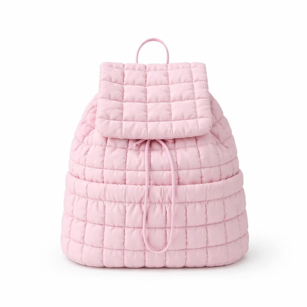 Nylon Backpack with Adjustable Straps - Pink