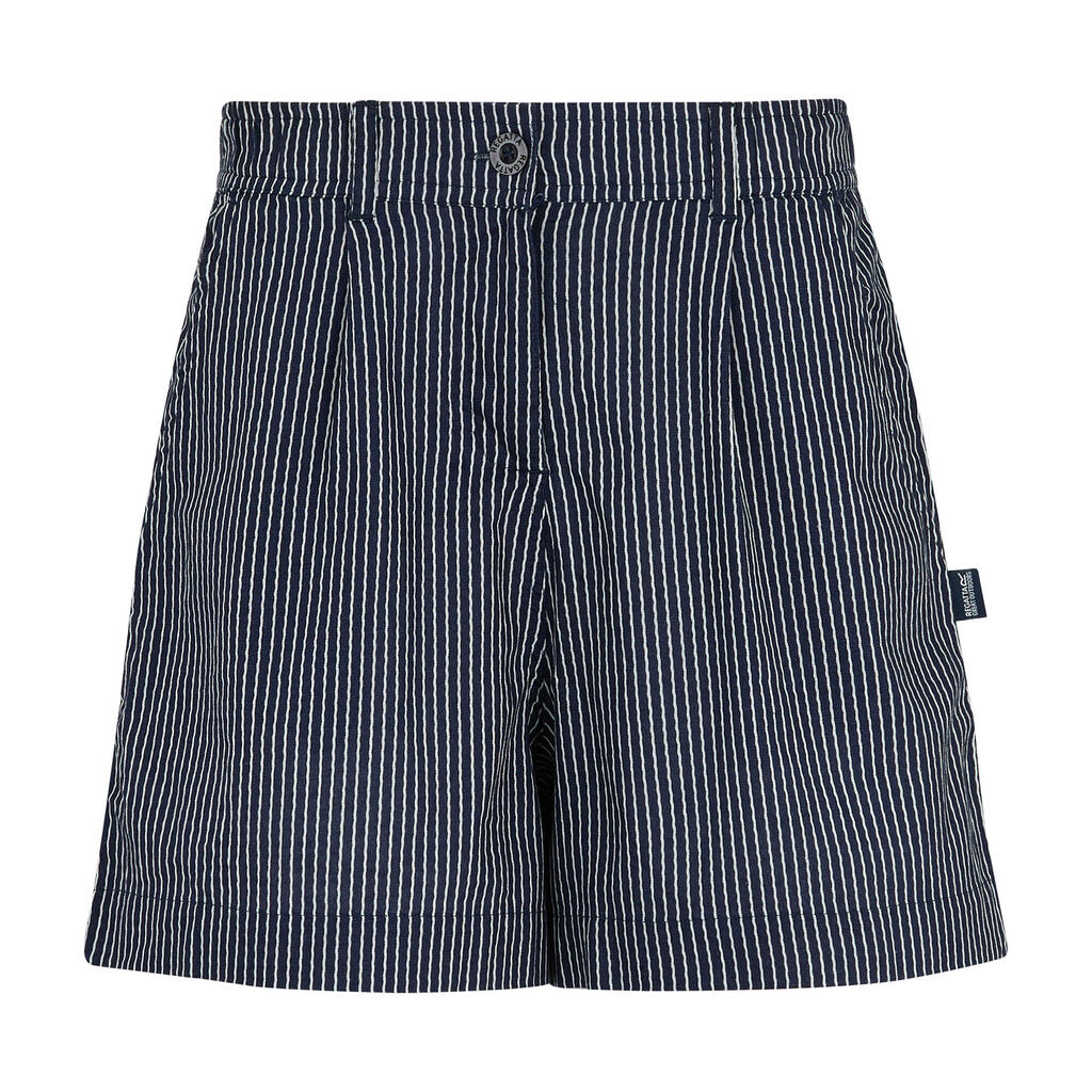 Womens/Ladies Sabelle Vertical Stripe Casual Shorts (Navy/White)