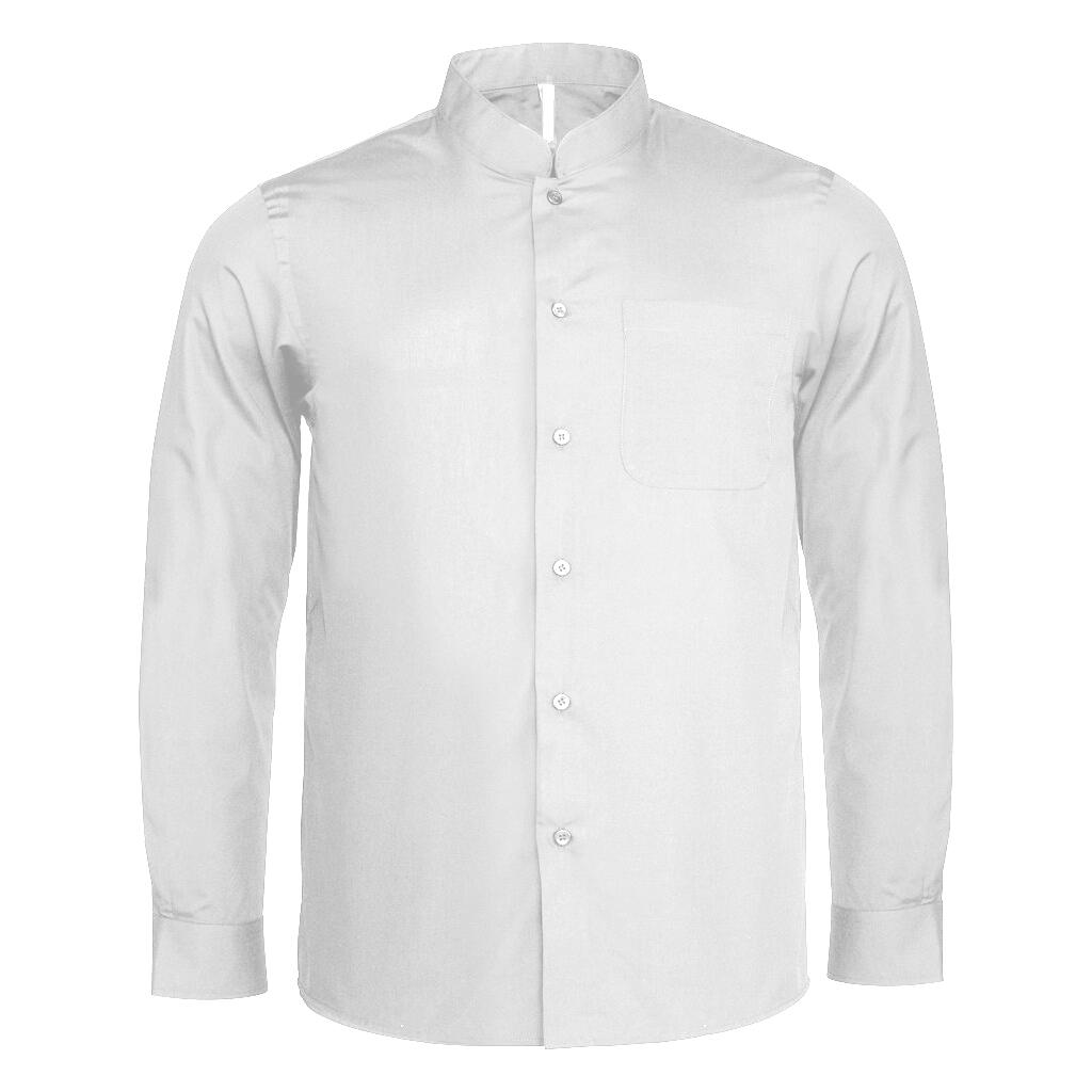 Mandarin Camicia Maniche Lunghe Uomo Kariban Bianco 2/2