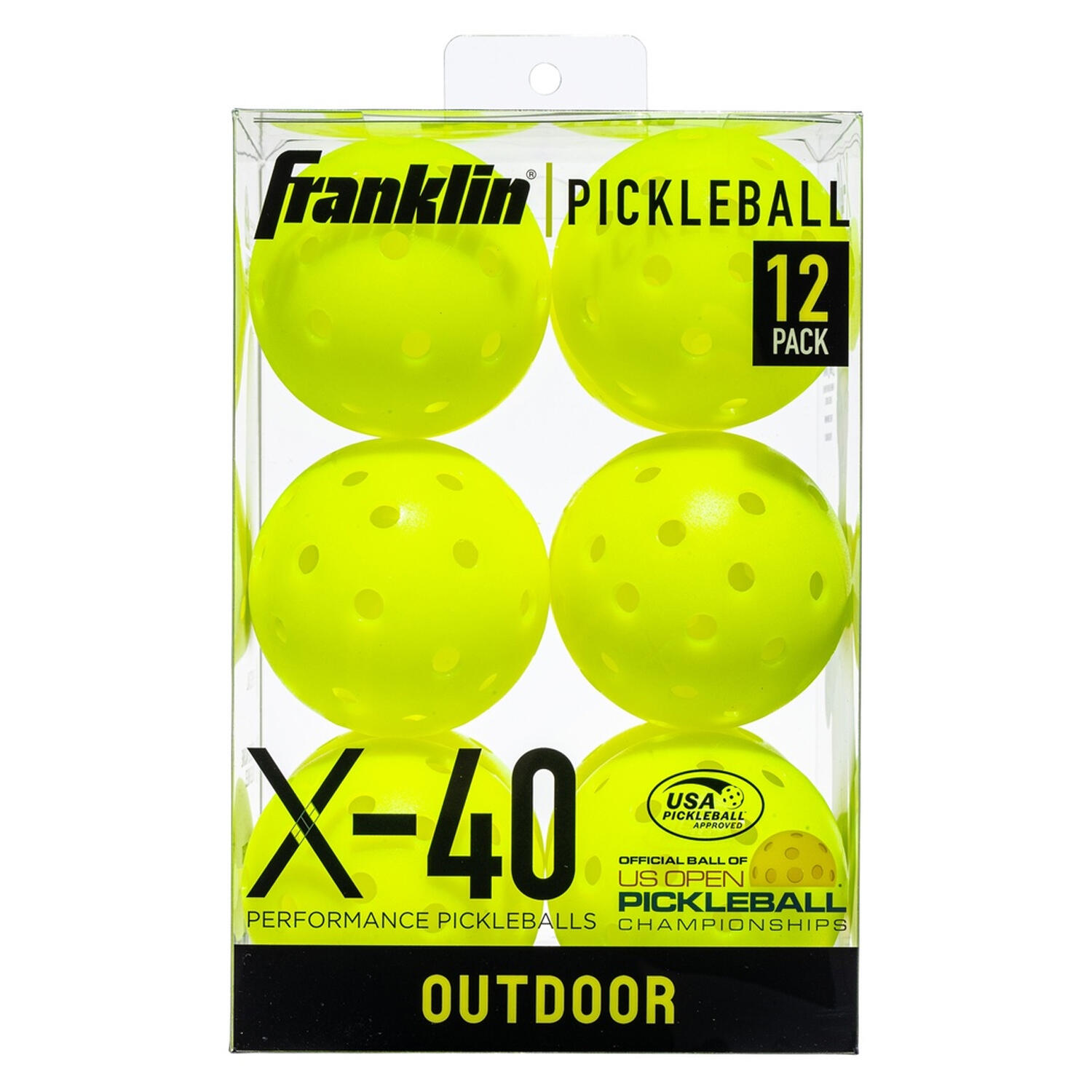 X40 Outdoor Pickleball Balls (Pack of 6) (Optic Yellow) 1/2
