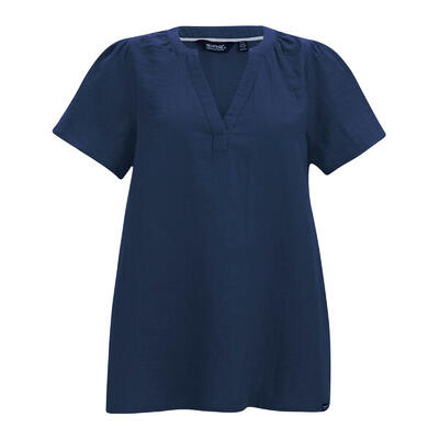 Dames selen shirt met korte mouwen (marineblauw)