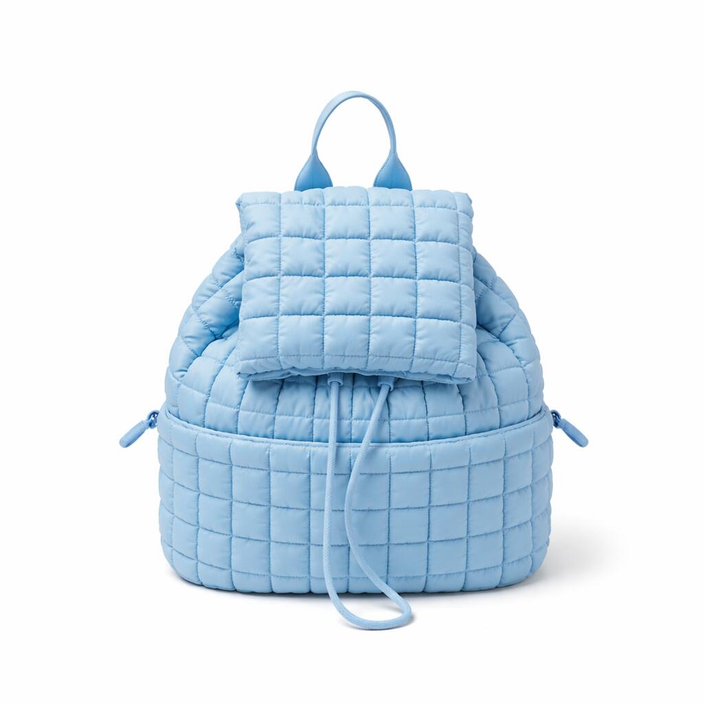 Nylon Backpack with Adjustable Straps - Blue