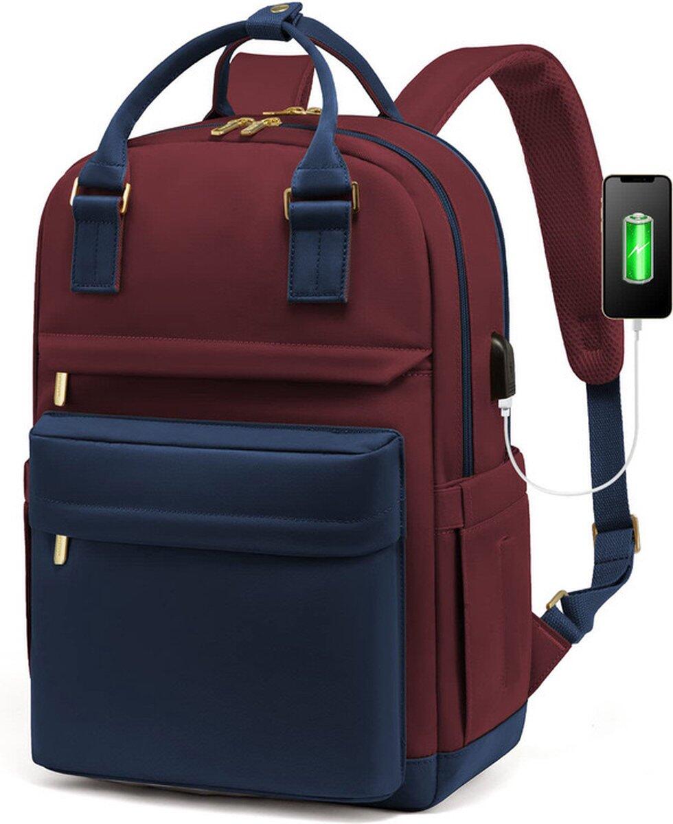 Backpack Waterproof - USB - Red - White