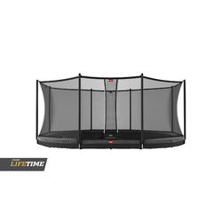 Trampoline ovale Favorit InGround gris 520 cm avec filet de sécurité