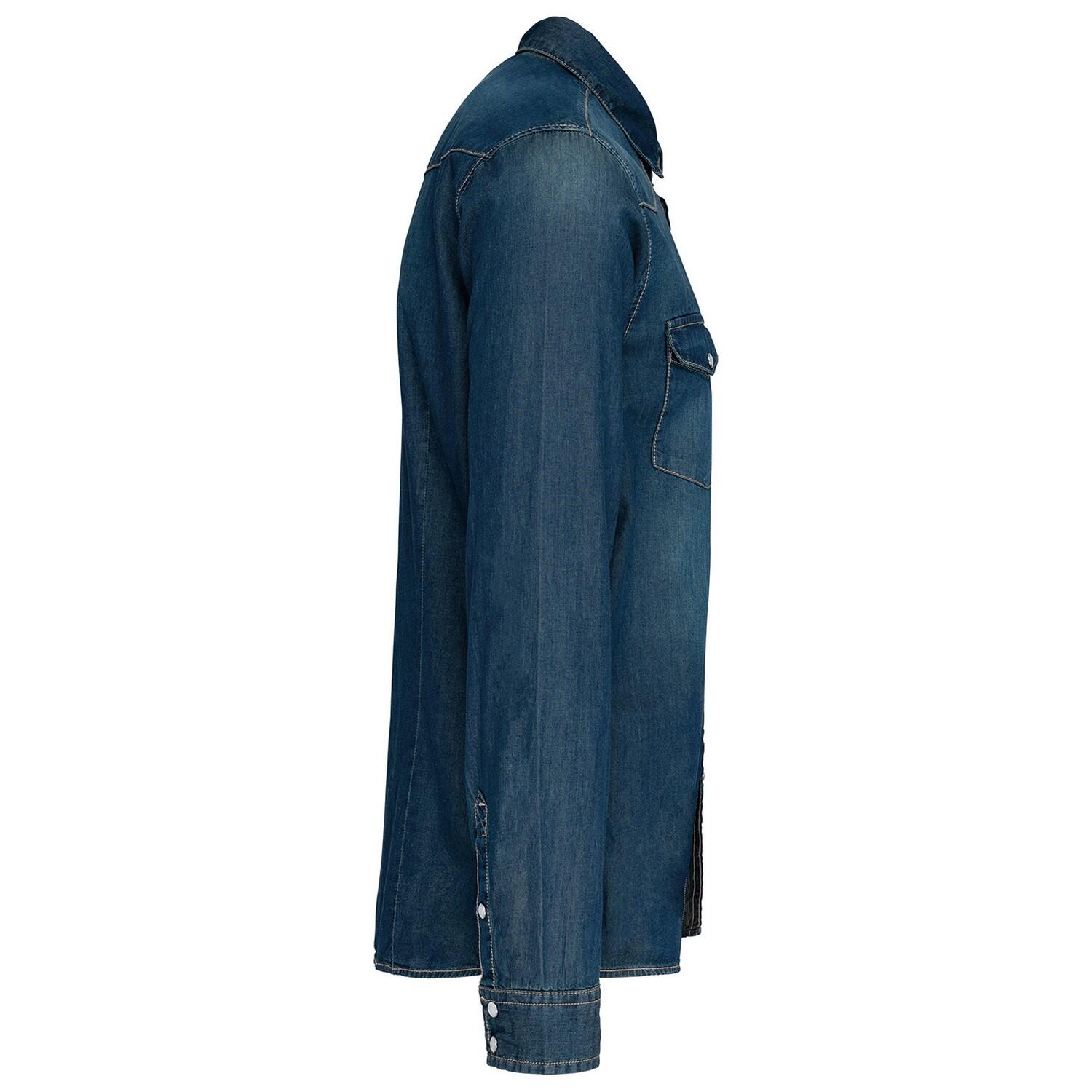 Camicia Manica Lunga Uomo Kariban Blu Jeans 3/3