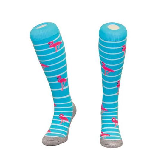 Chaussettes longues HINGLY rayures bleu clair et blanches
