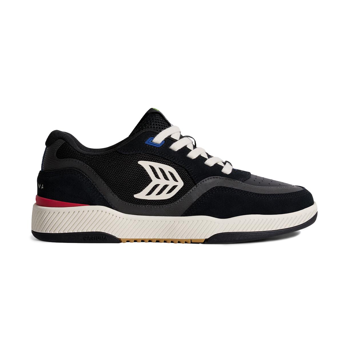 Buty Cariuma Uba Pro Black Suede And Mesh Ivory Logo Red