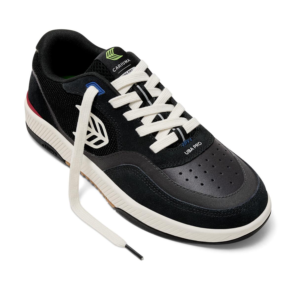 Buty Cariuma Uba Pro Black Suede And Mesh Ivory Logo Red 4/6