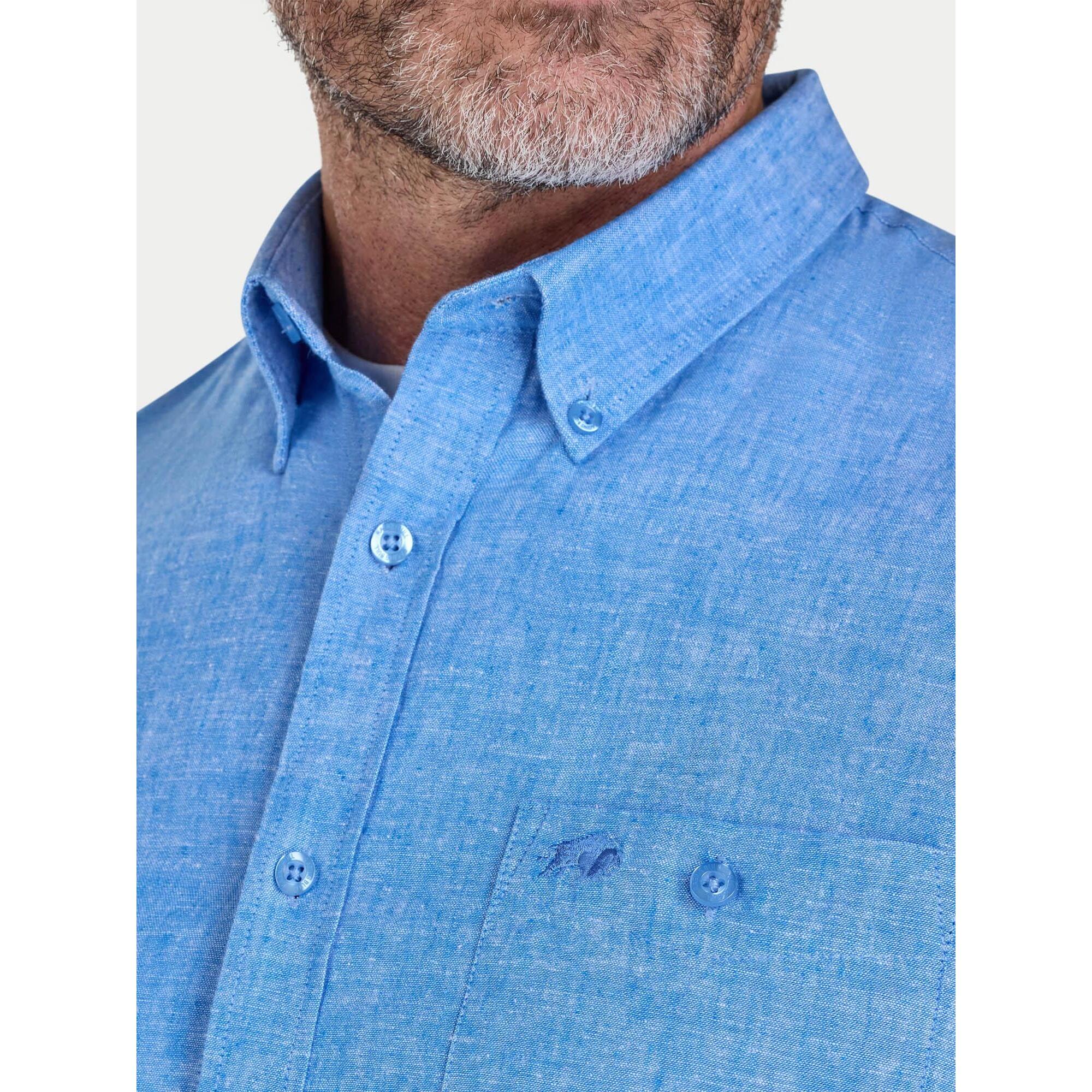 Mens Classic Linen ShortSleeved Shirt (Electric Blue) | Decathlon