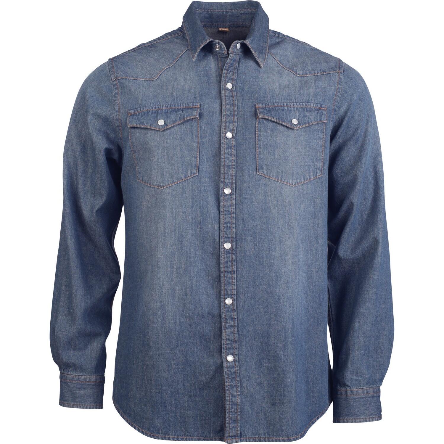 Chemise Denim Décontractée À Manches Longues Homme (Bleu) 2/2