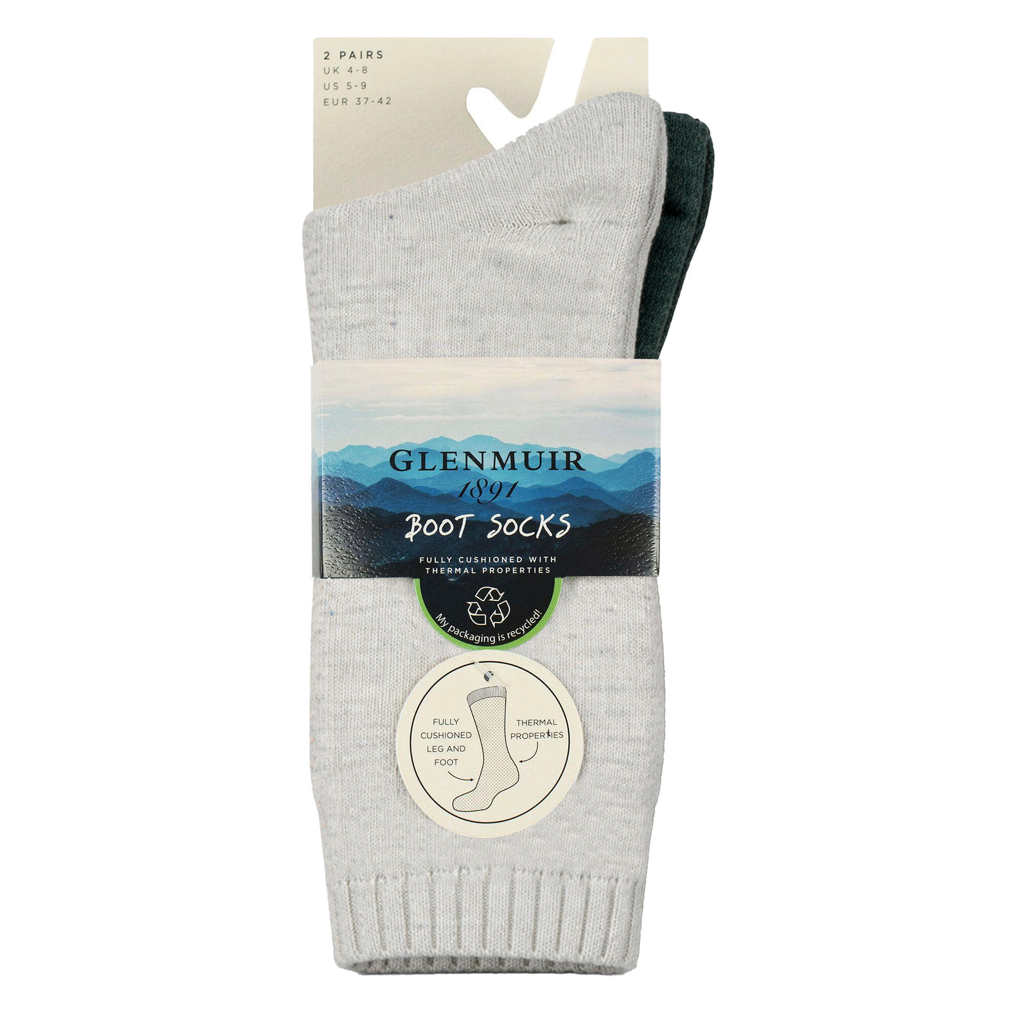 Glenmuir - Lot de 2 Chaussettes Femme Thermiques Mi-Bottes Laine Chaudes 2/5