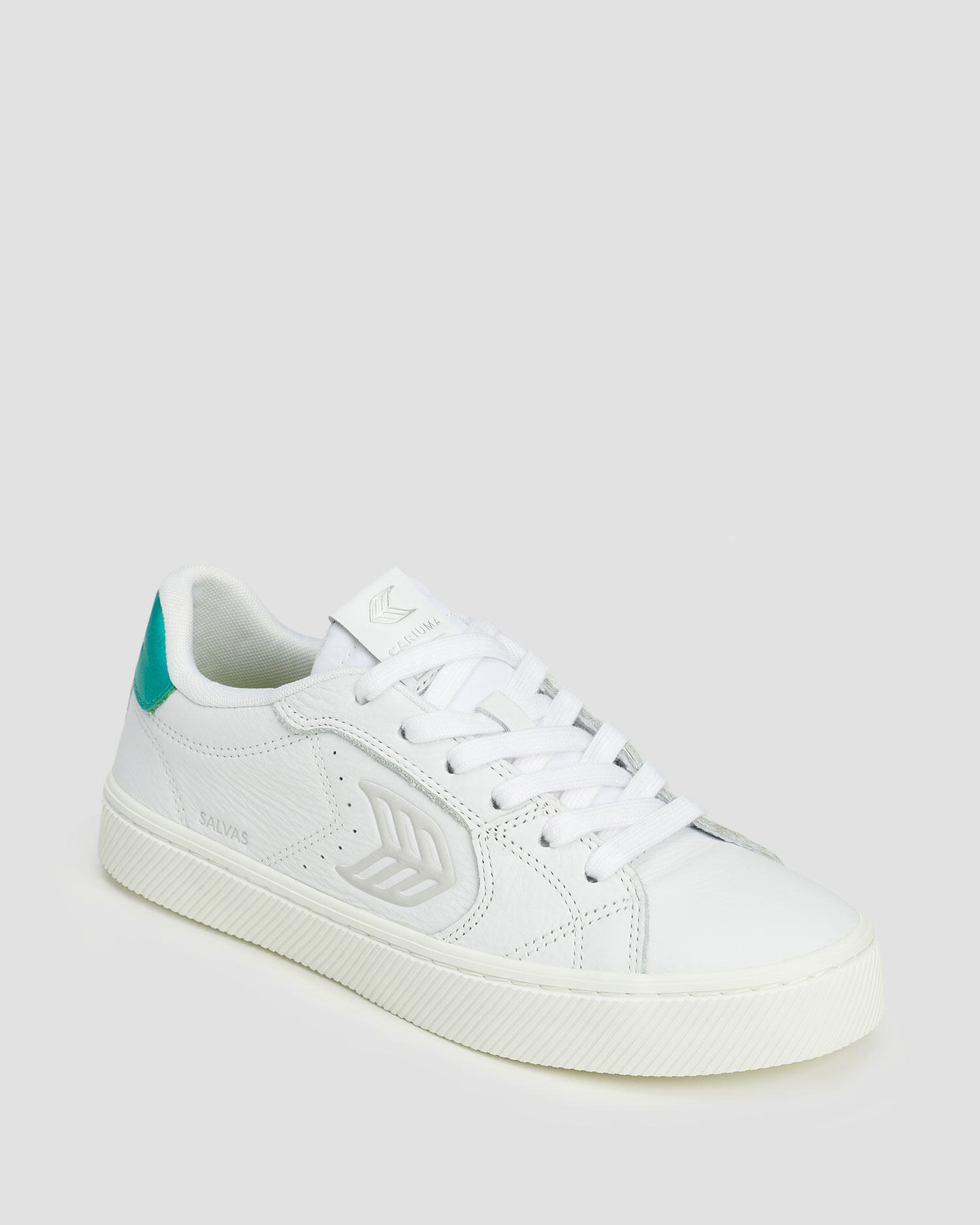Sneakersy Cariuma Salvas White Premium Leather Ice Logo Metallic Green
